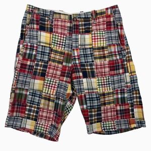 Vintage GAP Y2K Rugged Short Bermuda Madras Patchwork Plaid Mens 38x12 Beach